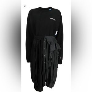 maison mihara yasuhiro logo embroidered combined shirt dress